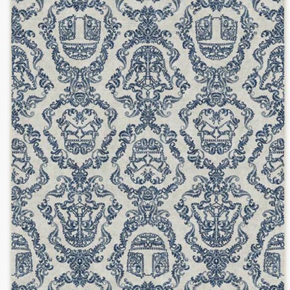 Ruggable - Dark Side Damask Delft Blue Rug 6x9